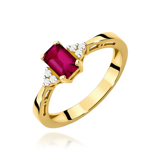 Żółte Złoto Pierścionek z Rubinem 0,80 ct