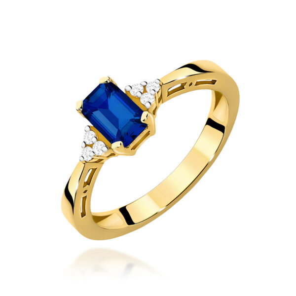 Żółte Złoto Pierścionek z Szafirem 0,60 ct