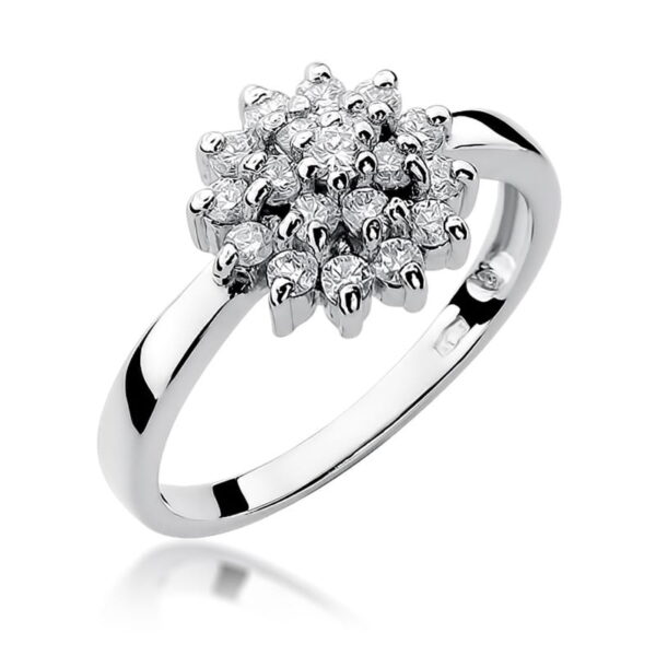 Białe Złoto Pierścionek z Diamentami 0,40 ct