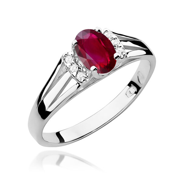 Białe Złoto Pierścionek z Rubinem 0,60 ct