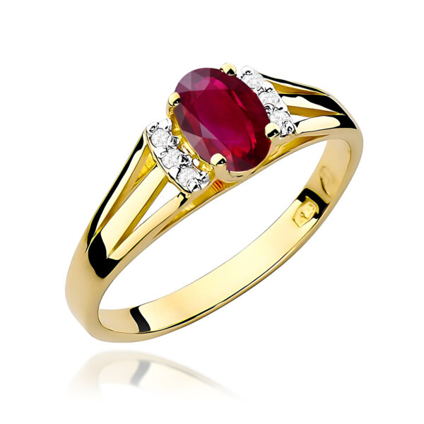 Żółte Złoto Pierścionek z Rubinem 0,60 ct