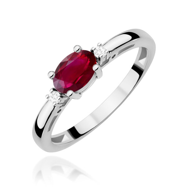 Białe Złoto Pierścionek z Rubinem 0,60 ct