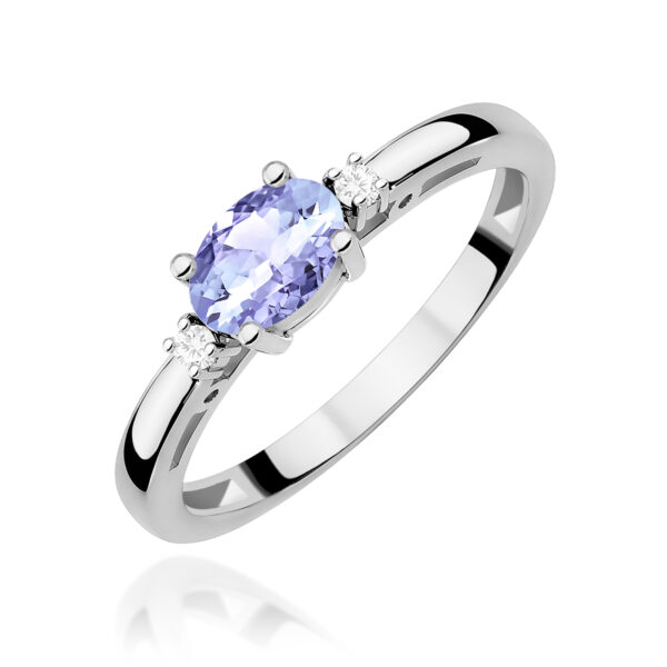 Białe Złoto Pierścionek z Tanzanitem 0,40 ct