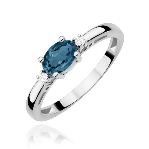 Białe Złoto Pierścionek z Topazem London Blue 0,50 ct