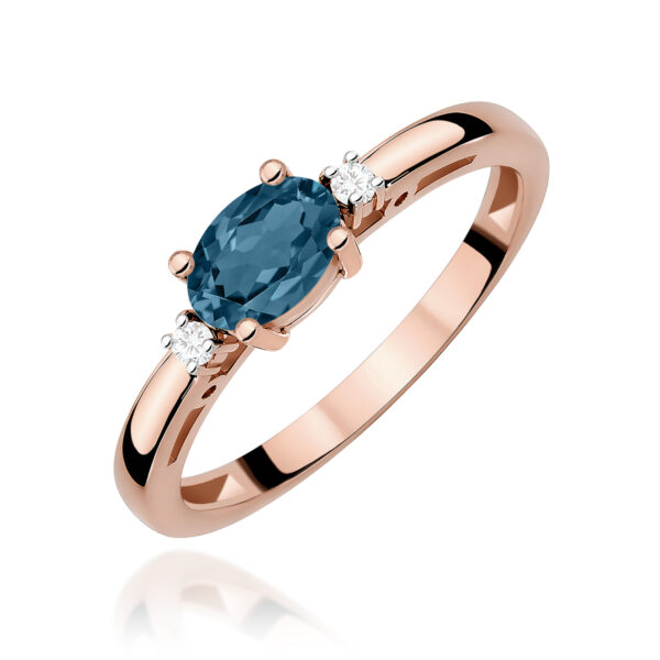 Różowe Złoto Pierścionek z Topazem London Blue 0,50 ct