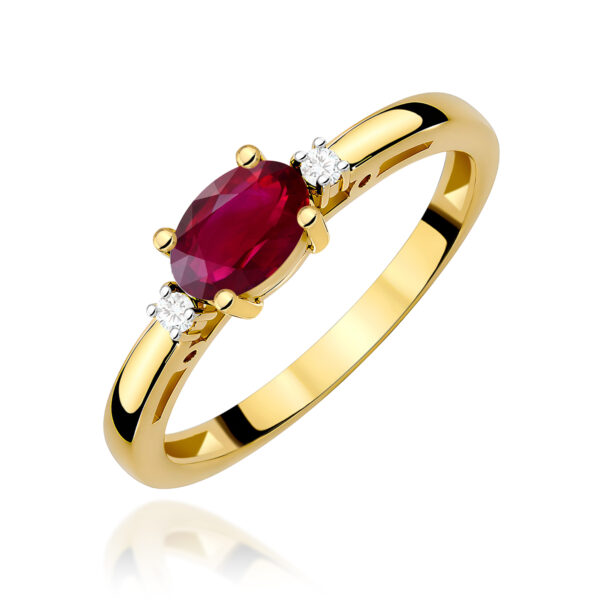 Żółte Złoto Pierścionek z Rubinem 0,60 ct