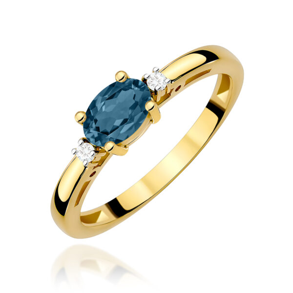 Żółte Złoto Pierścionek z Topazem London Blue 0,50 ct