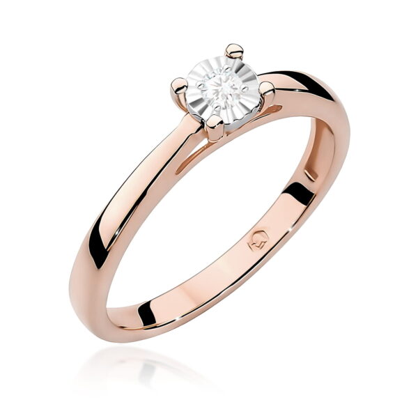 Różowe Złoto Pierścionek z Diamentem 0,08 ct