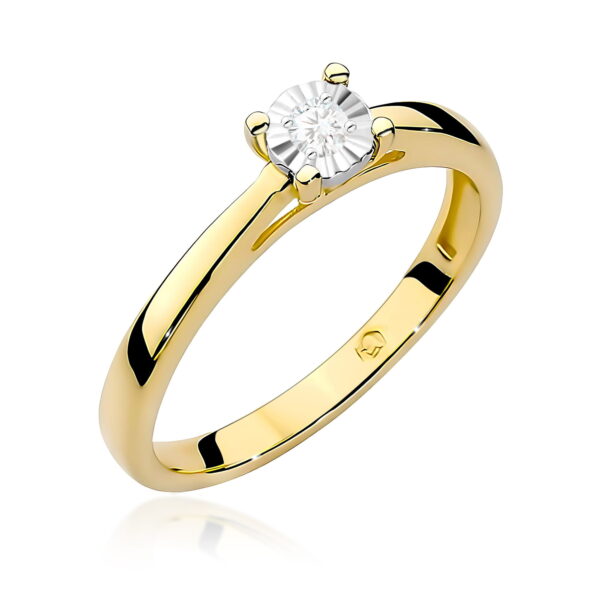 Żółte Złoto Pierścionek z Diamentem 0,08 ct