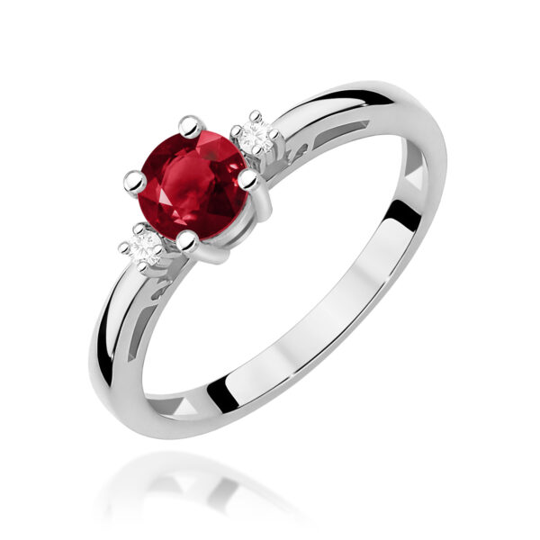 Białe Złoto Pierścionek z Granatem 0,60 ct