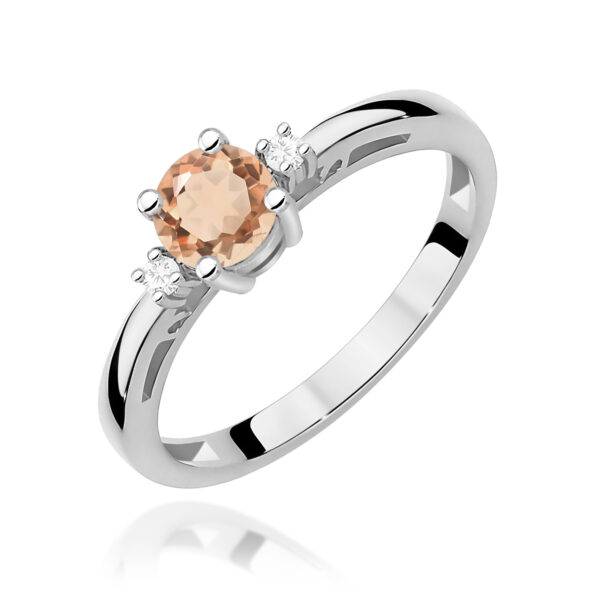 Białe Złoto Pierścionek z Morganitem 0,40 ct