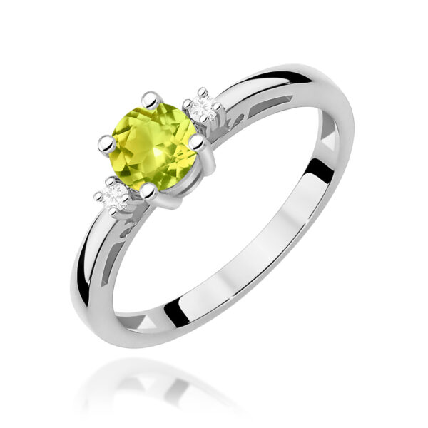 Białe Złoto Pierścionek z Oliwinem 0,60 ct