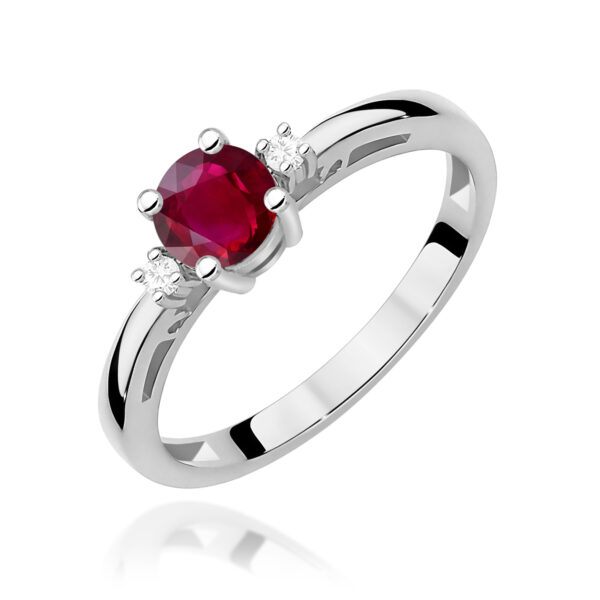 Białe Złoto Pierścionek z Rubinem 0,60 ct