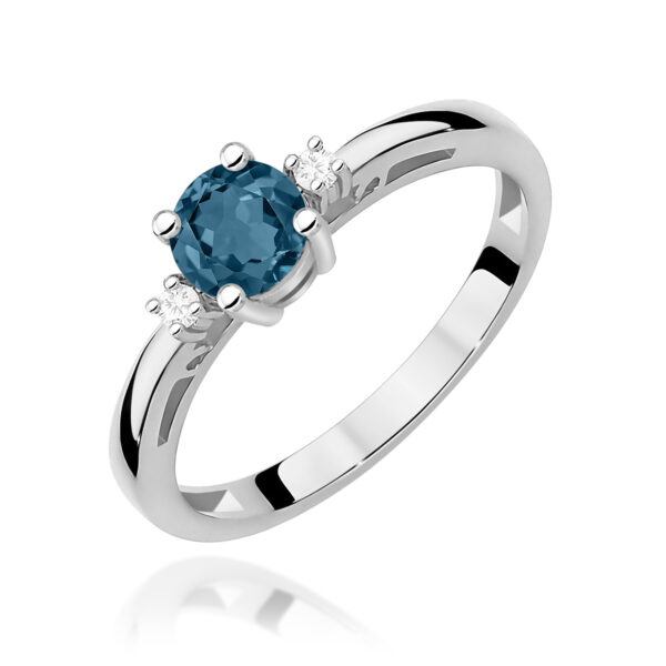 Białe Złoto Pierścionek z Topazem London Blue 0,50 ct