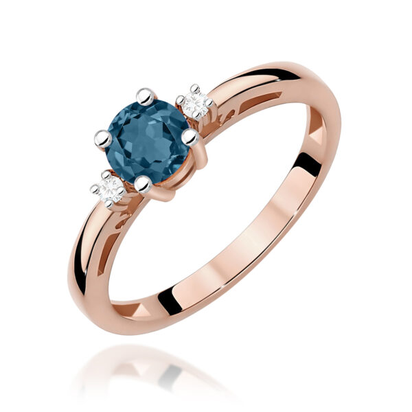 Różowe Złoto Pierścionek z Topazem London Blue 0,50 ct