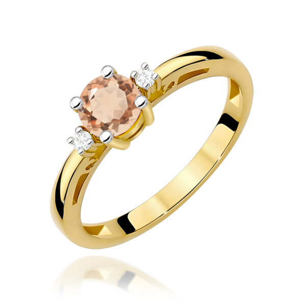 Żółte Złoto Pierścionek z Morganitem 0,40 ct