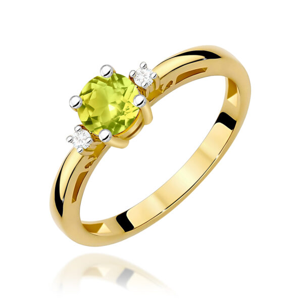 Żółte Złoto Pierścionek z Oliwinem 0,60 ct