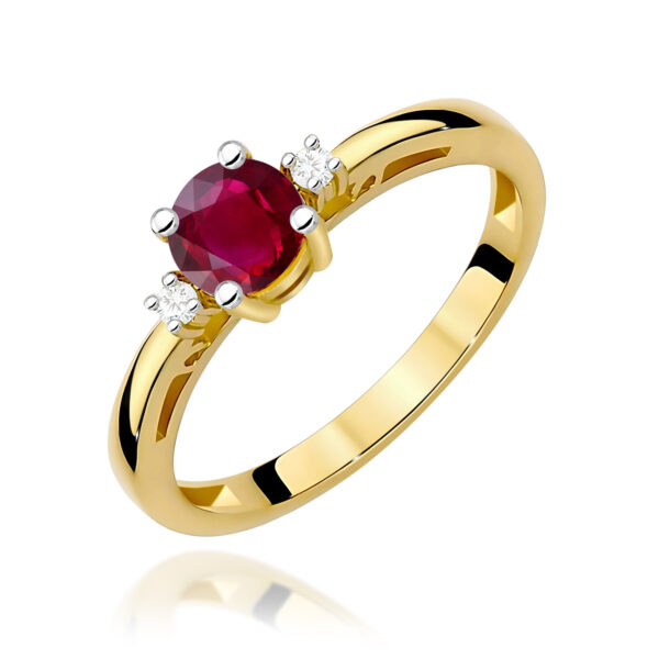 Żółte Złoto Pierścionek z Rubinem 0,60 ct