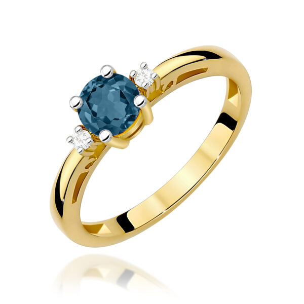 Żółte Złoto Pierścionek z Topazem London Blue 0,50 ct