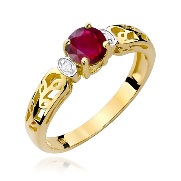 Żółte Złoto Pierścionek z Rubinem 0,60 ct