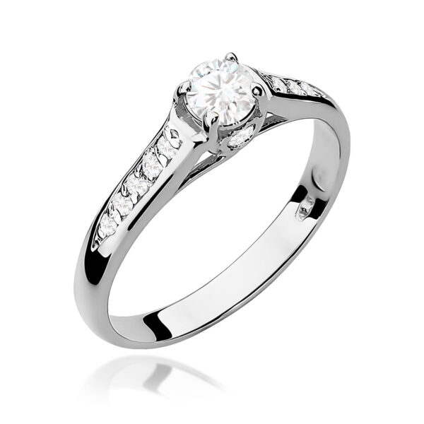 Białe Złoto Pierścionek z Diamentem 0,23 ct