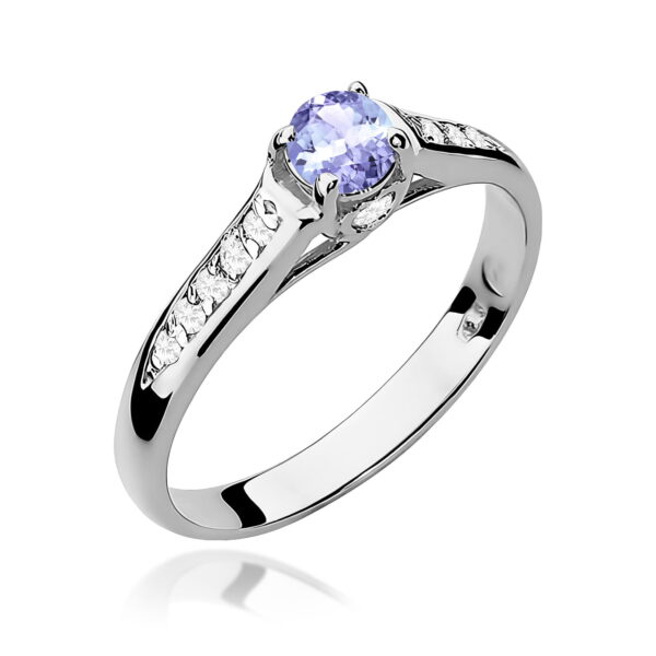 Białe Złoto Pierścionek z Tanzanitem 0,35 ct