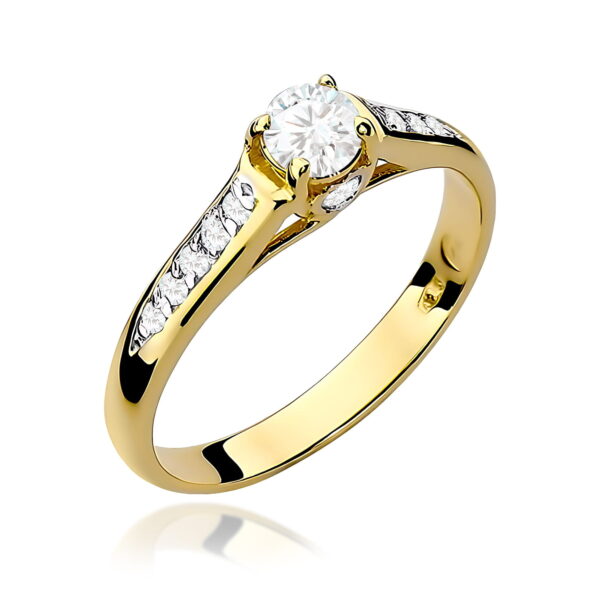Żółte Złoto Pierścionek z Diamentem 0,23 ct