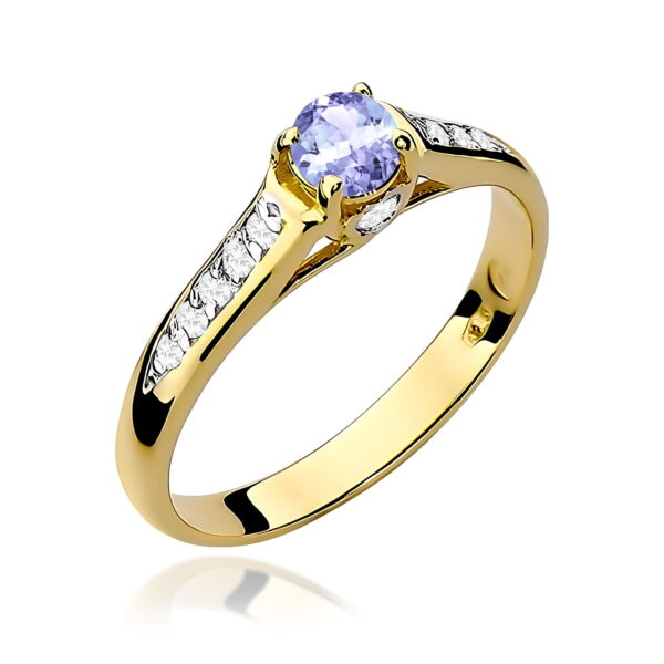 Żółte Złoto Pierścionek z Tanzanitem 0,35 ct