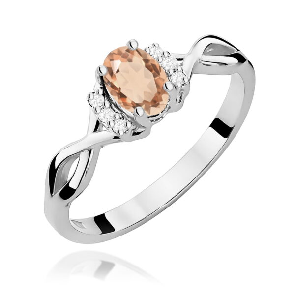 Białe Złoto Pierścionek z Morganitem 0,40 ct