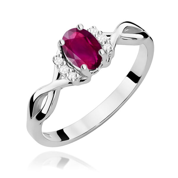 Białe Złoto Pierścionek z Rodolitem 0,50 ct