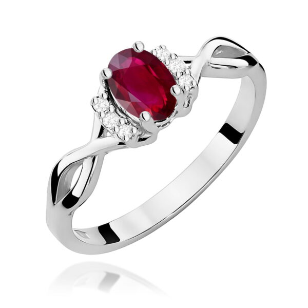 Białe Złoto Pierścionek z Rubinem 0,60 ct