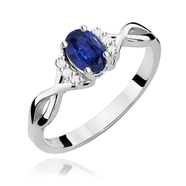 Białe Złoto Pierścionek z Szafirem 0,70 ct