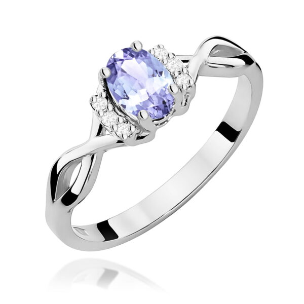 Białe Złoto Pierścionek z Tanzanitem 0,40 ct