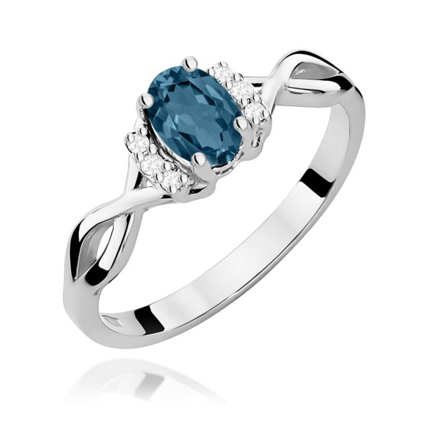 Białe Złoto Pierścionek z Topazem London Blue 0,50 ct