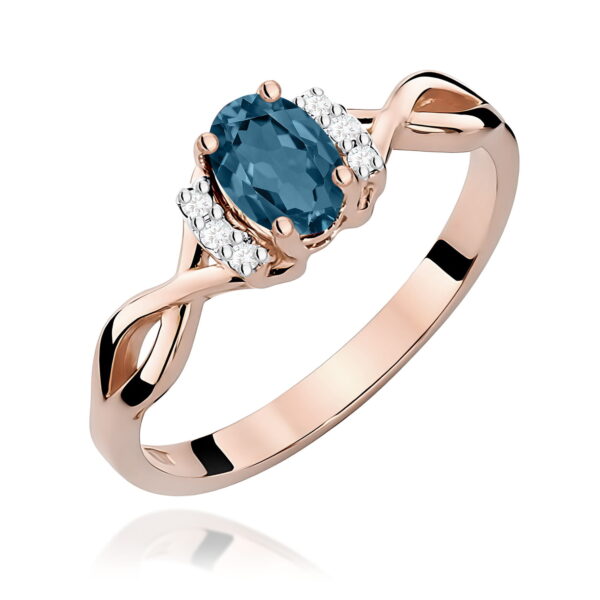 Różowe Złoto Pierścionek z Topazem London Blue 0,50 ct