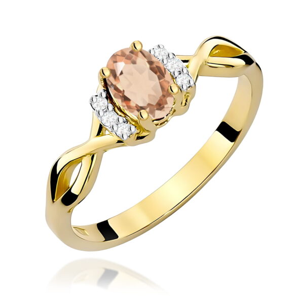 Żółte Złoto Pierścionek z Morganitem 0,40 ct