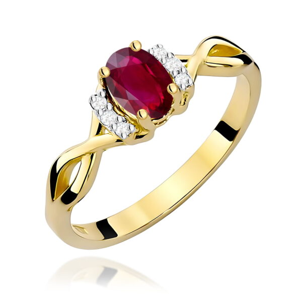 Żółte Złoto Pierścionek z Rubinem 0,60 ct
