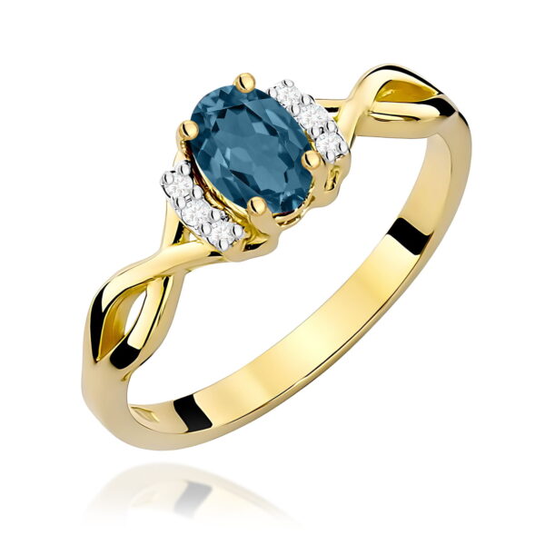 Żółte Złoto Pierścionek z Topazem London Blue 0,50 ct