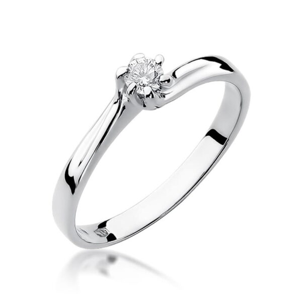 Białe Złoto Pierścionek z Diamentem 0,10 ct
