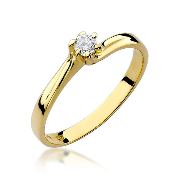 Żółte Złoto Pierścionek z Diamentem 0,10 ct