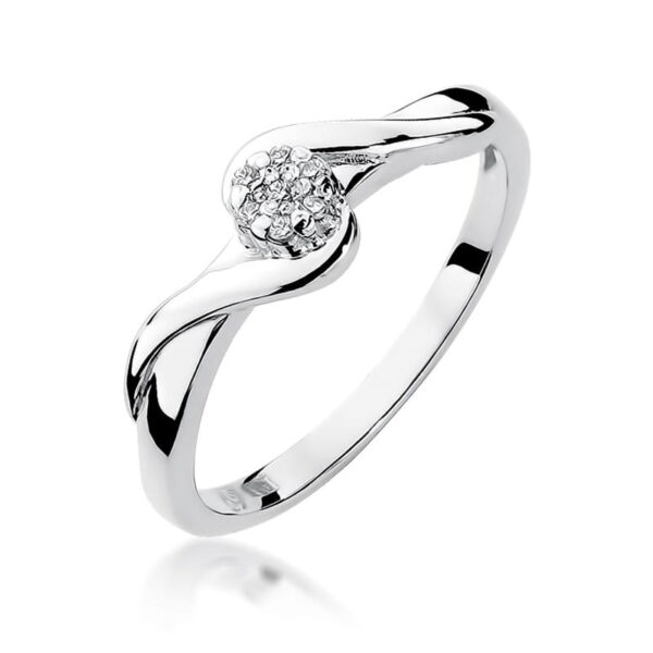 Białe Złoto Pierścionek z Diamentem 0,035 ct