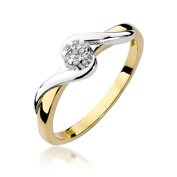 Żółte Złoto Pierścionek z Diamentami 0,08 ct