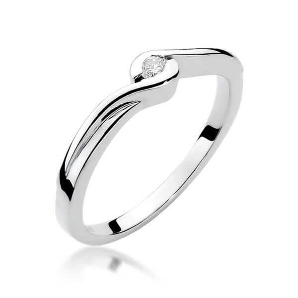 Białe Złoto Pierścionek z Diamentem 0,05 ct