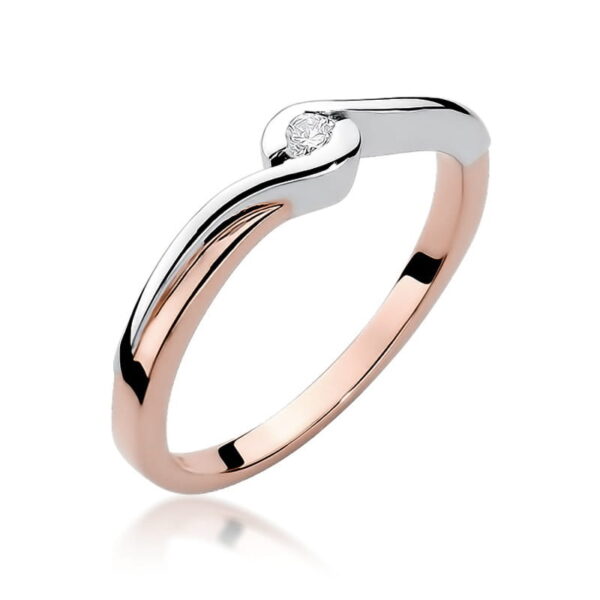 Różowe Złoto Pierścionek z Diamentem 0,05 ct