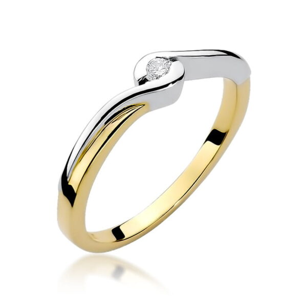 Żółte Złoto Pierścionek z Diamentem 0,05 ct