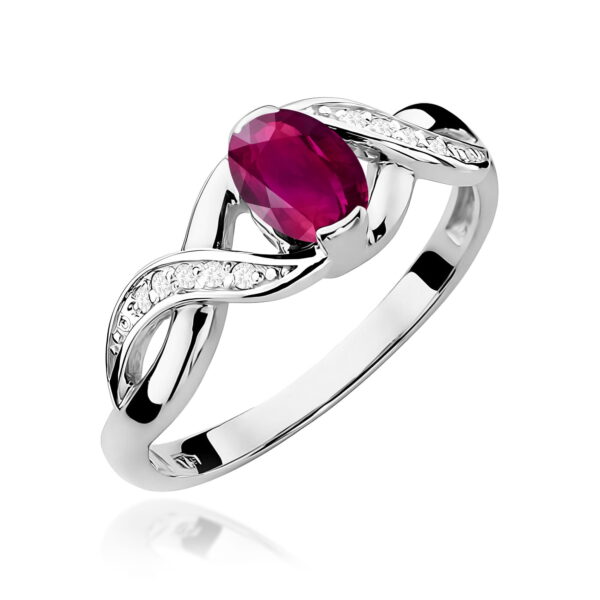 Białe Złoto Pierścionek z Rodolitem 0,50 ct