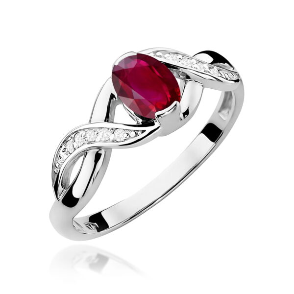 Białe Złoto Pierścionek z Rubinem 0,60 ct