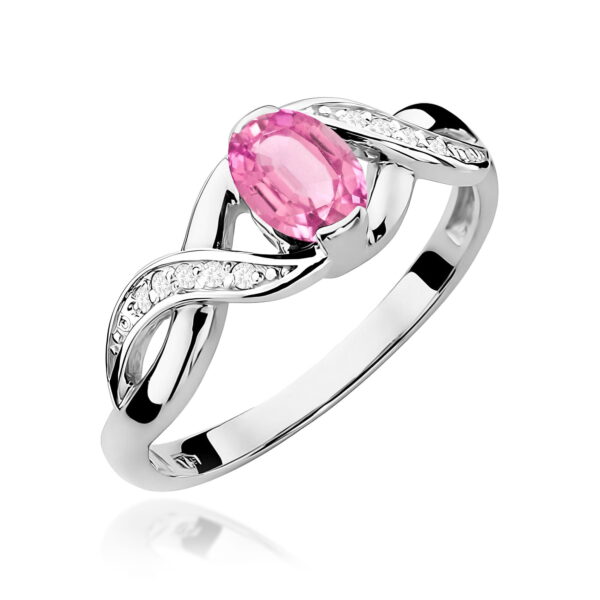 Białe Złoto Pierścionek z Różowym Szafirem 0,45 ct
