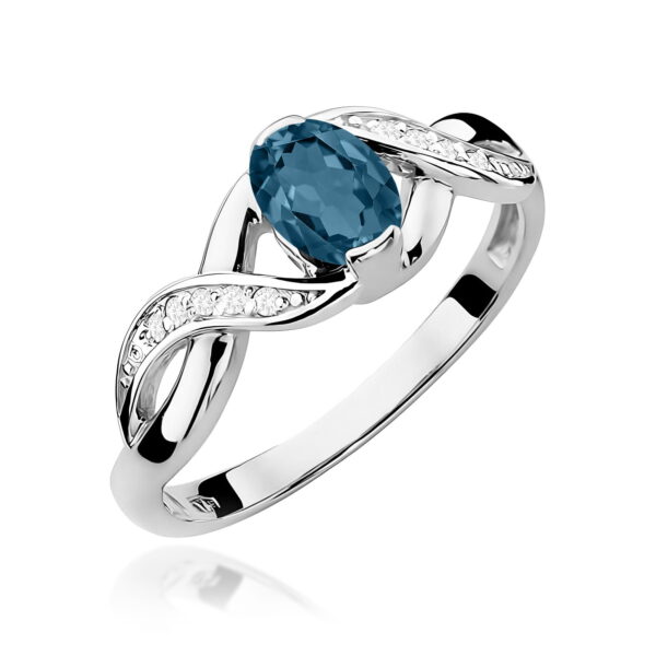 Białe Złoto Pierścionek z Topazem London Blue 0,50 ct