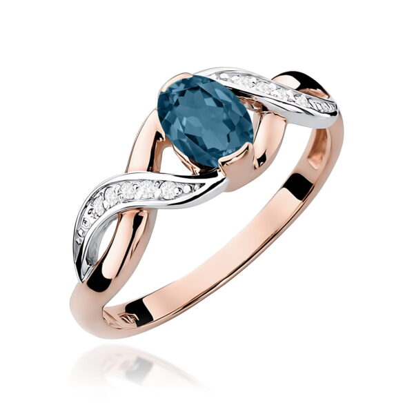 Różowe Złoto Pierścionek z Topazem London Blue 0,50 ct